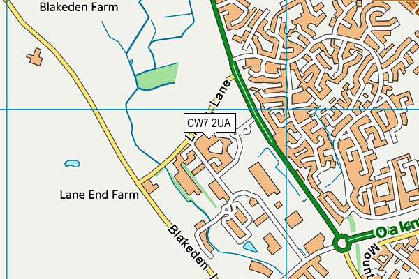 CW7 2UA map - OS VectorMap District (Ordnance Survey) CW7 2UA map - OS VectorMap District (Ordnance Survey)