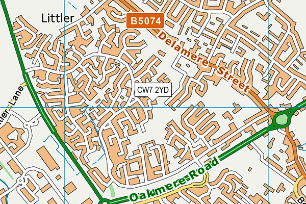 CW7 2YD map - OS VectorMap District (Ordnance Survey) CW7 2YD map - OS VectorMap District (Ordnance Survey)