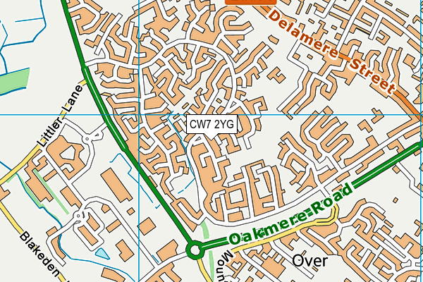 CW7 2YG map - OS VectorMap District (Ordnance Survey) CW7 2YG map - OS VectorMap District (Ordnance Survey)