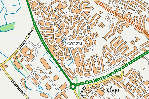 CW7 2YJ map - OS VectorMap District (Ordnance Survey) CW7 2YJ map - OS VectorMap District (Ordnance Survey)