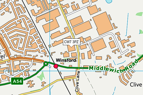 CW7 3PZ map - OS VectorMap District (Ordnance Survey) CW7 3PZ map - OS VectorMap District (Ordnance Survey)