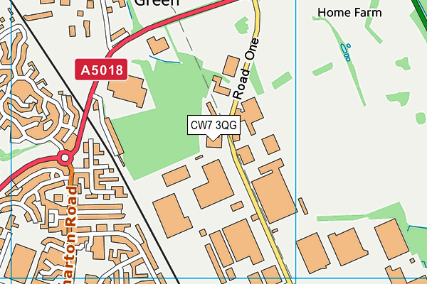 CW7 3QG map - OS VectorMap District (Ordnance Survey)