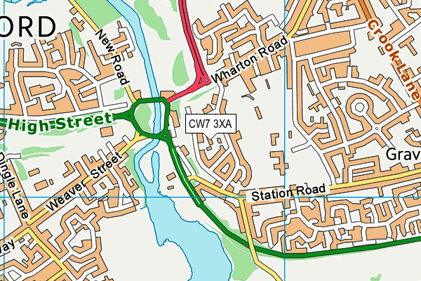 CW7 3XA map - OS VectorMap District (Ordnance Survey) CW7 3XA map - OS VectorMap District (Ordnance Survey)