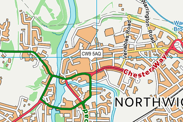 CW9 5AQ map - OS VectorMap District (Ordnance Survey)