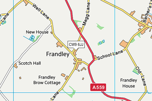 CW9 6JJ map - OS VectorMap District (Ordnance Survey)