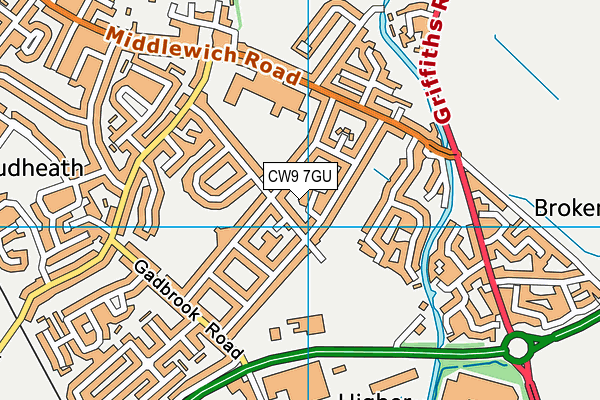 CW9 7GU map - OS VectorMap District (Ordnance Survey) CW9 7GU map - OS VectorMap District (Ordnance Survey)