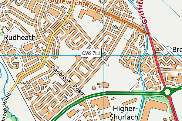 CW9 7LJ map - OS VectorMap District (Ordnance Survey)