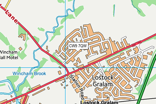 CW9 7QW map - OS VectorMap District (Ordnance Survey)