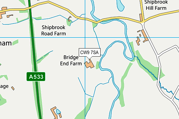 CW9 7SA map - OS VectorMap District (Ordnance Survey) CW9 7SA map - OS VectorMap District (Ordnance Survey)