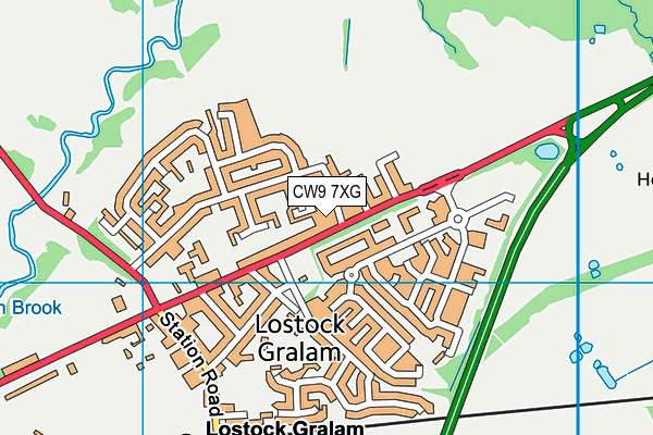 CW9 7XG map - OS VectorMap District (Ordnance Survey)