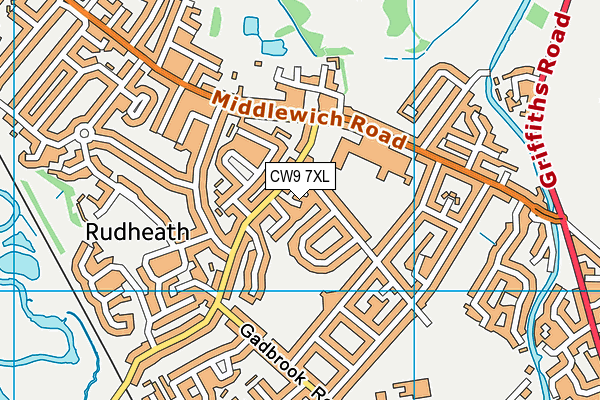 CW9 7XL map - OS VectorMap District (Ordnance Survey)