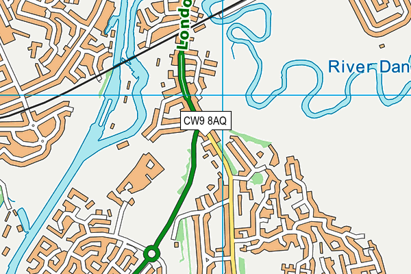 CW9 8AQ map - OS VectorMap District (Ordnance Survey)
