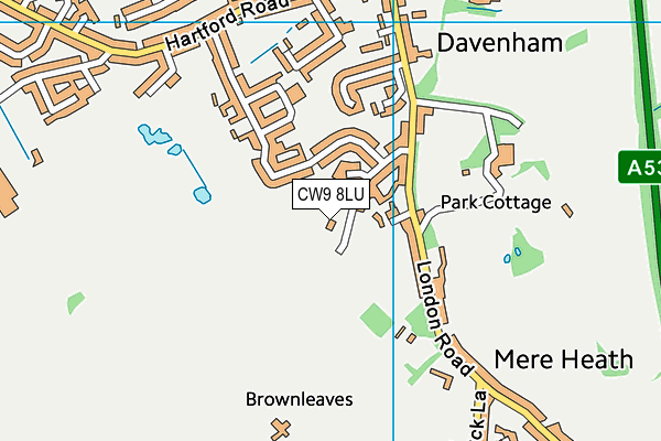 CW9 8LU map - OS VectorMap District (Ordnance Survey) CW9 8LU map - OS VectorMap District (Ordnance Survey)