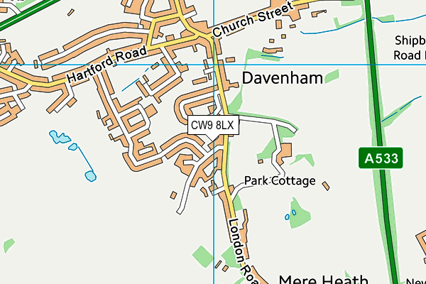 CW9 8LX map - OS VectorMap District (Ordnance Survey) CW9 8LX map - OS VectorMap District (Ordnance Survey)