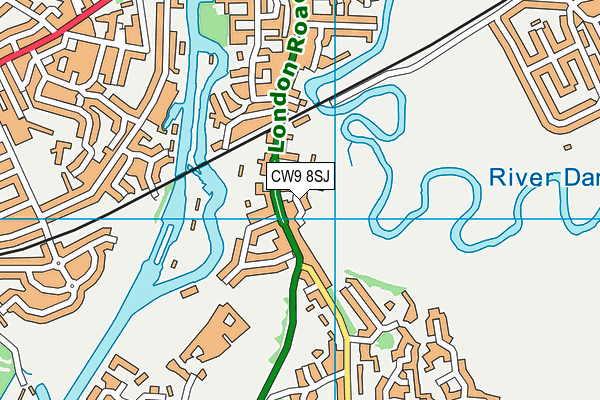 CW9 8SJ map - OS VectorMap District (Ordnance Survey)
