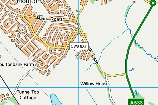 CW9 8XT map - OS VectorMap District (Ordnance Survey) CW9 8XT map - OS VectorMap District (Ordnance Survey)
