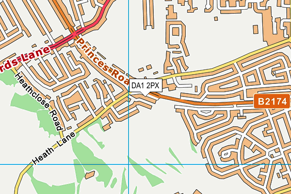 DA1 2PX map - OS VectorMap District (Ordnance Survey) DA1 2PX map - OS VectorMap District (Ordnance Survey)