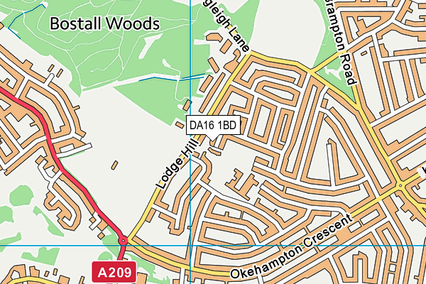 DA16 1BD map - OS VectorMap District (Ordnance Survey) DA16 1BD map - OS VectorMap District (Ordnance Survey)