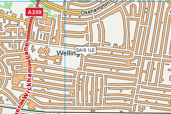 DA16 1LE map - OS VectorMap District (Ordnance Survey)