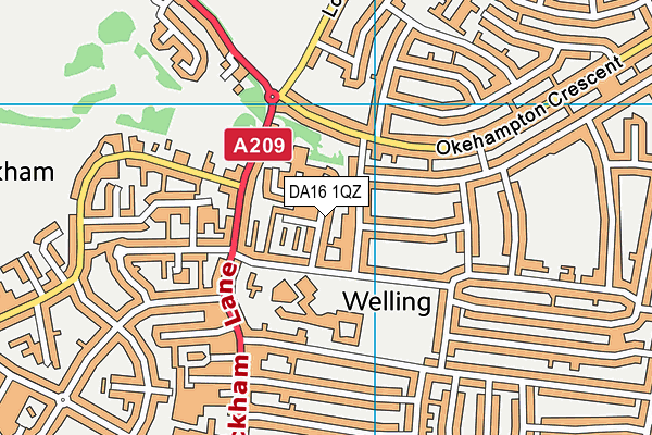 DA16 1QZ map - OS VectorMap District (Ordnance Survey)