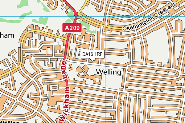 DA16 1RF map - OS VectorMap District (Ordnance Survey)