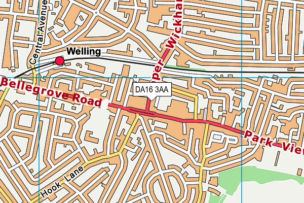 DA16 3AA map - OS VectorMap District (Ordnance Survey)