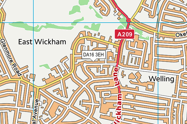 DA16 3EH map - OS VectorMap District (Ordnance Survey)