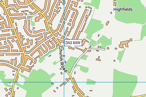 DA3 8AW map - OS VectorMap District (Ordnance Survey) DA3 8AW map - OS VectorMap District (Ordnance Survey)