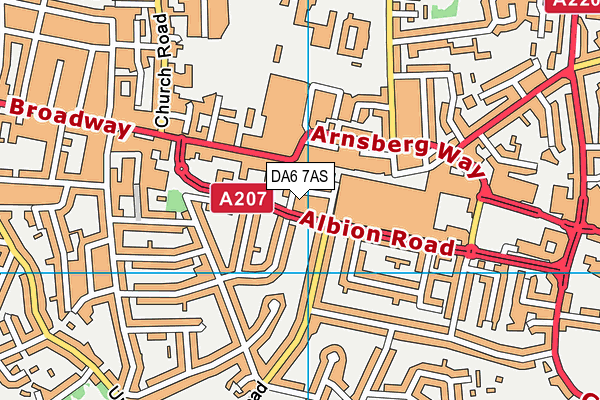 DA6 7AS map - OS VectorMap District (Ordnance Survey)