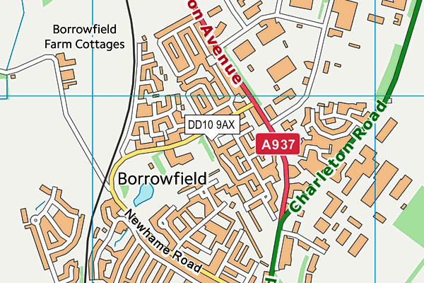 DD10 9AX map - OS VectorMap District (Ordnance Survey)