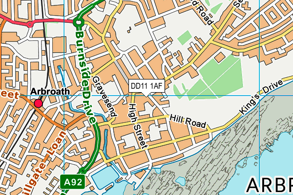 DD11 1AF map - OS VectorMap District (Ordnance Survey)