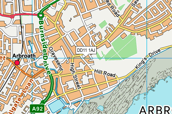 DD11 1AJ map - OS VectorMap District (Ordnance Survey)