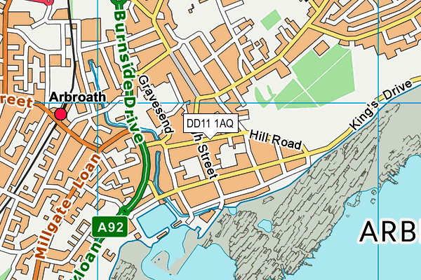 DD11 1AQ map - OS VectorMap District (Ordnance Survey)