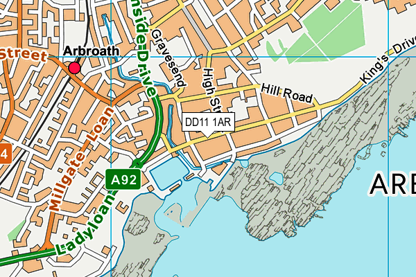 DD11 1AR map - OS VectorMap District (Ordnance Survey)