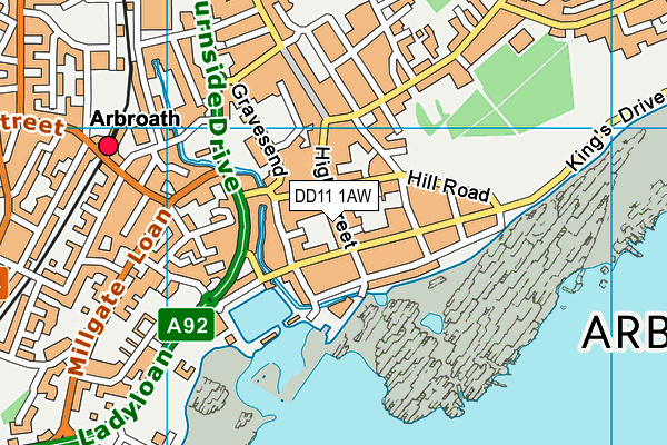 DD11 1AW map - OS VectorMap District (Ordnance Survey)