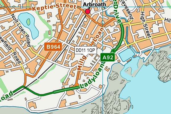 DD11 1QP map - OS VectorMap District (Ordnance Survey)