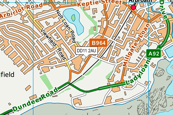 DD11 2AU map - OS VectorMap District (Ordnance Survey)