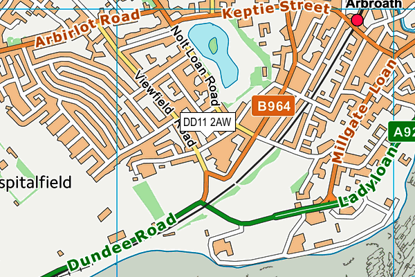 DD11 2AW map - OS VectorMap District (Ordnance Survey) DD11 2AW map - OS VectorMap District (Ordnance Survey)