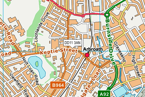 DD11 3AN map - OS VectorMap District (Ordnance Survey)