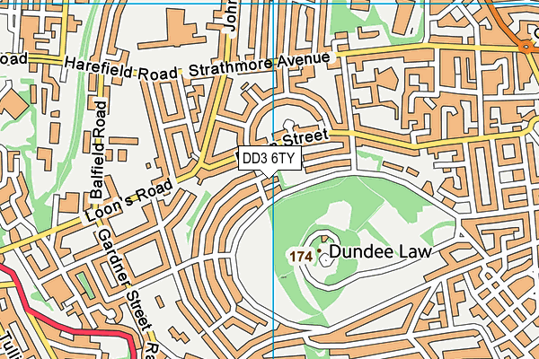 DD3 6TY map - OS VectorMap District (Ordnance Survey)