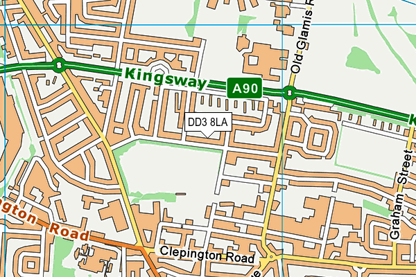DD3 8LA map - OS VectorMap District (Ordnance Survey)