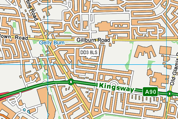 DD3 8LS map - OS VectorMap District (Ordnance Survey)