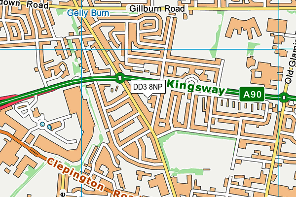 DD3 8NP map - OS VectorMap District (Ordnance Survey)