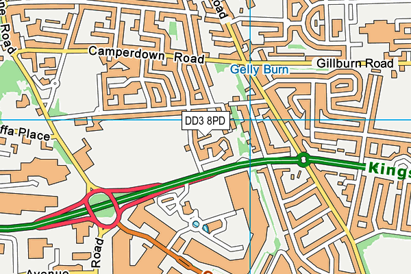 DD3 8PD map - OS VectorMap District (Ordnance Survey)