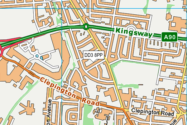 DD3 8PP map - OS VectorMap District (Ordnance Survey)