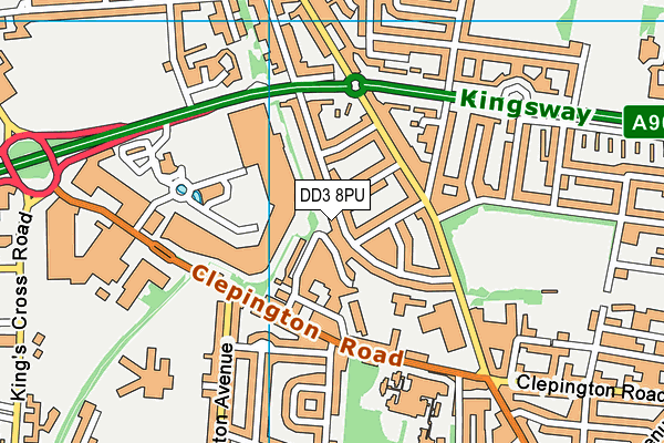 DD3 8PU map - OS VectorMap District (Ordnance Survey)