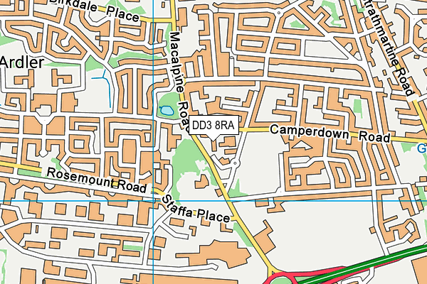 DD3 8RA map - OS VectorMap District (Ordnance Survey)