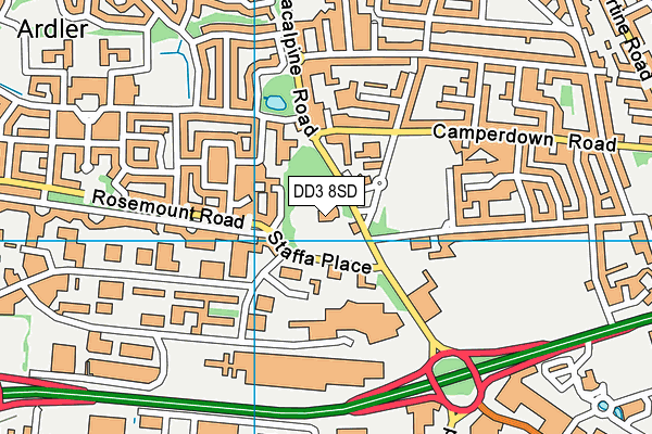 DD3 8SD map - OS VectorMap District (Ordnance Survey)
