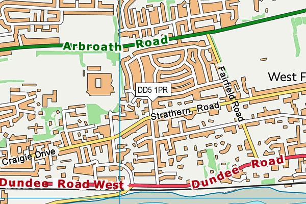 DD5 1PR map - OS VectorMap District (Ordnance Survey)