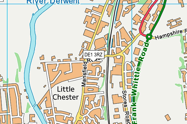 DE1 3RZ map - OS VectorMap District (Ordnance Survey) DE1 3RZ map - OS VectorMap District (Ordnance Survey)